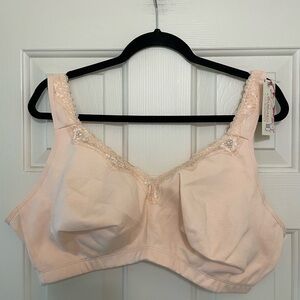 Telimussto Cotton Wireless Bra Women’s US 50D Peach Plus Size Lace Trim